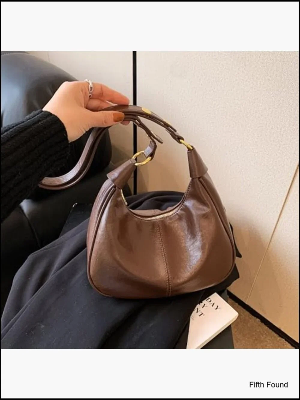 Small Crescent Hobo Bag Faux Leather Crossbody Purse